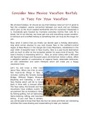 Consider New Mexico Vacation Rentals in Taos For Your Vacation.pdf